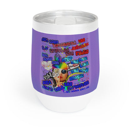 drop the beat - Chill Wine Tumbler  (light blue-purple wave)