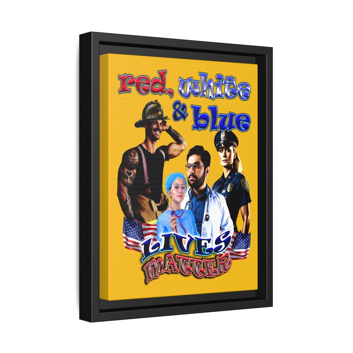 rw&b lives matter - framed canvas art (yellow)