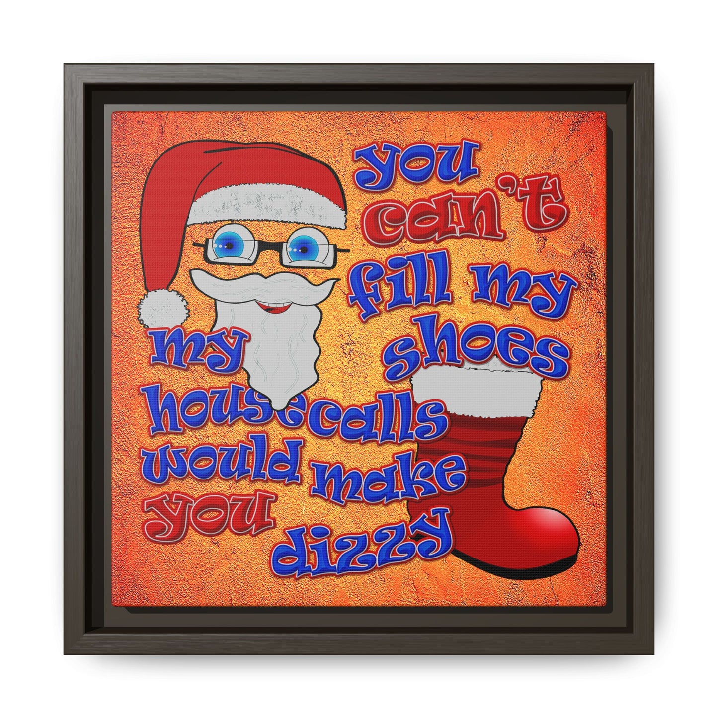 santa's shoes - framed canvas art (burnt orange)