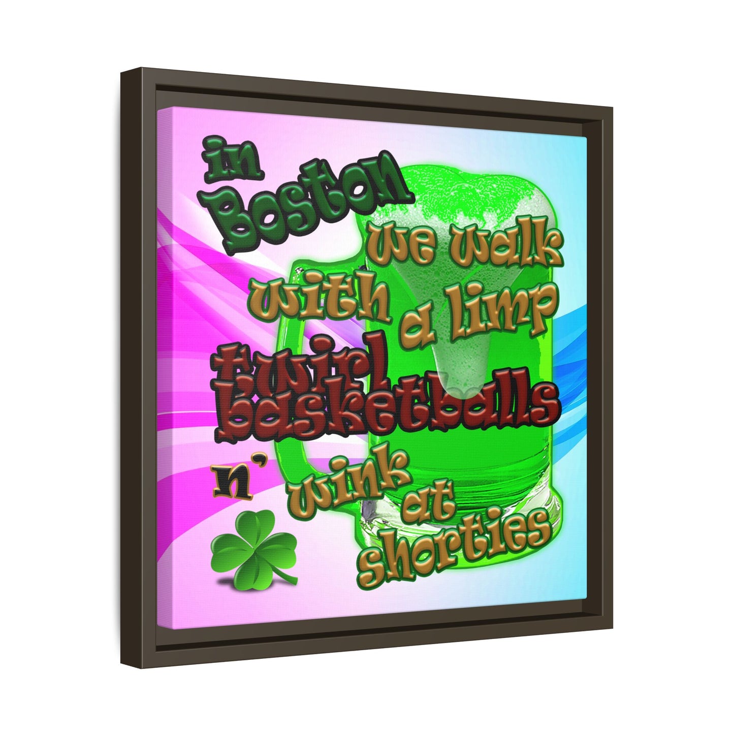 celtics logo - framed canvas art (light blue-pink wave)
