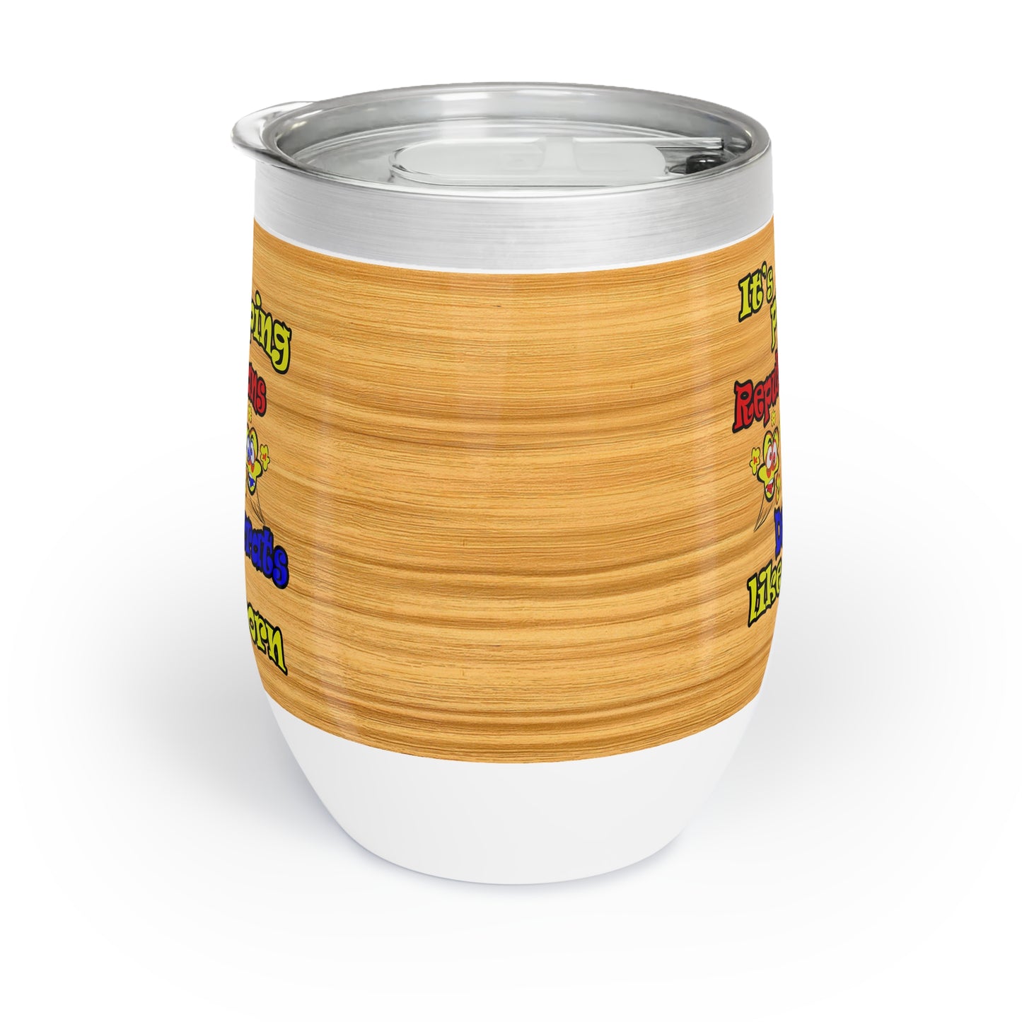 popping like popcorn - Chill Wine Tumbler (butterscotch wood finish)