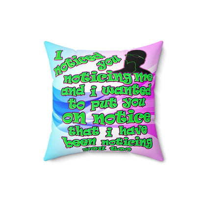noticed you noticing - Spun Polyester Square Pillow - (light blue-pink wave)