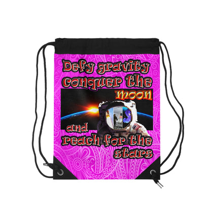 defy conquer reach - Drawstring Bag (pink swirl)