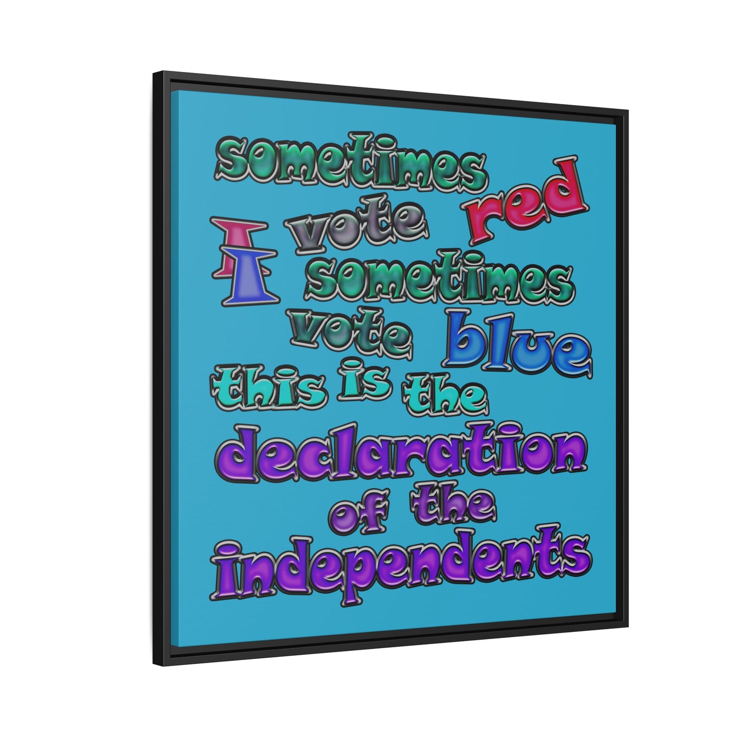 declaration of the independents - framed canvas art (turquoise)