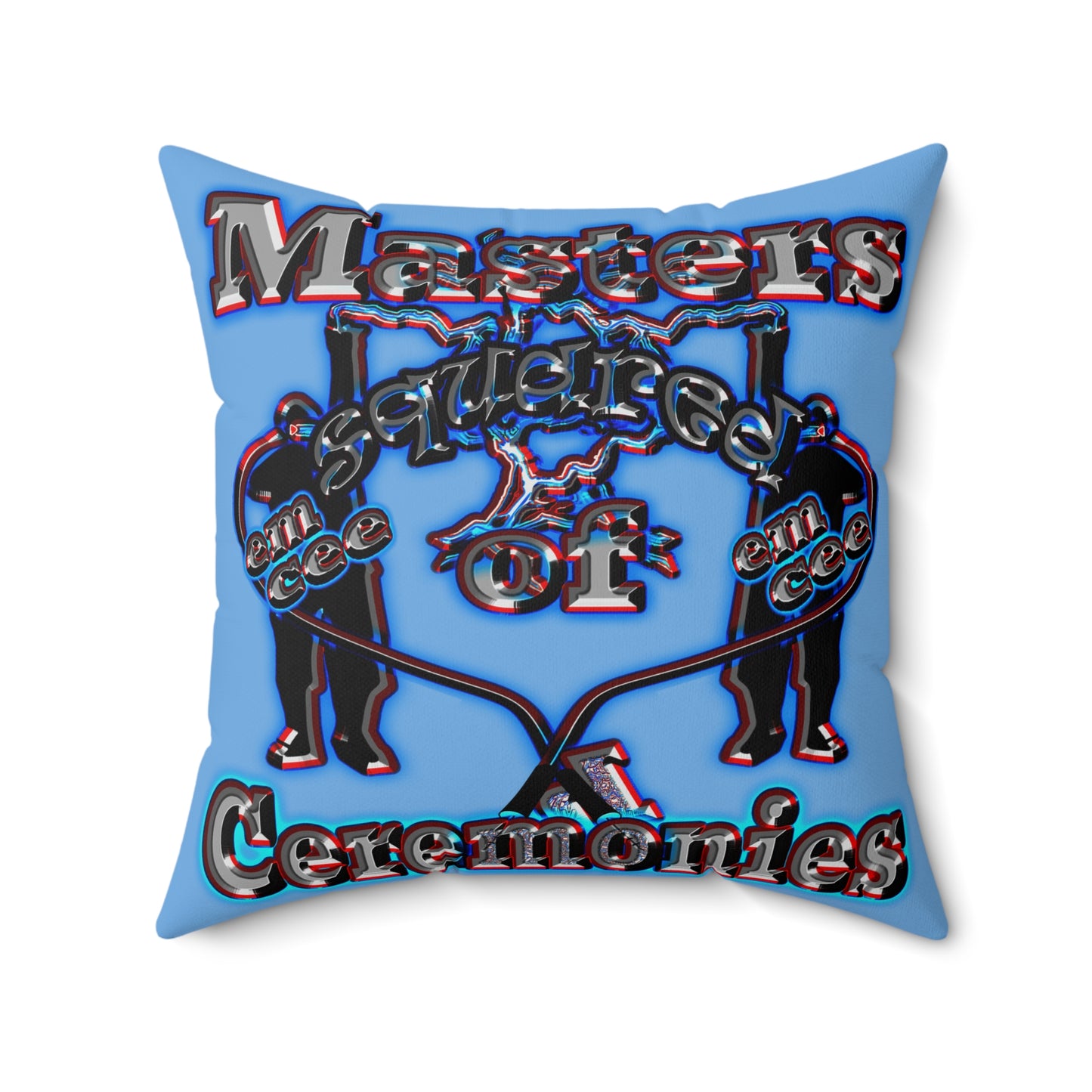 em cee squared - Spun Polyester Square Pillow - (light blue)