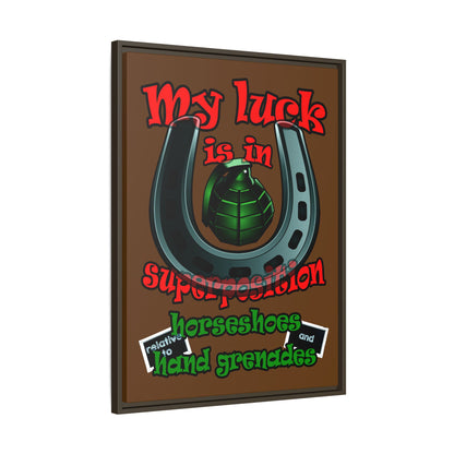 my luck - framed canvas art (brown)