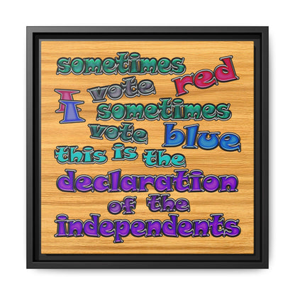 declaration of the independents - framed canvas art (butterscotch wood finish)