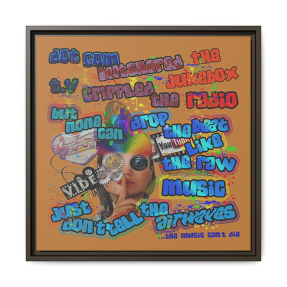 drop the beat - framed canvas art (light brown)