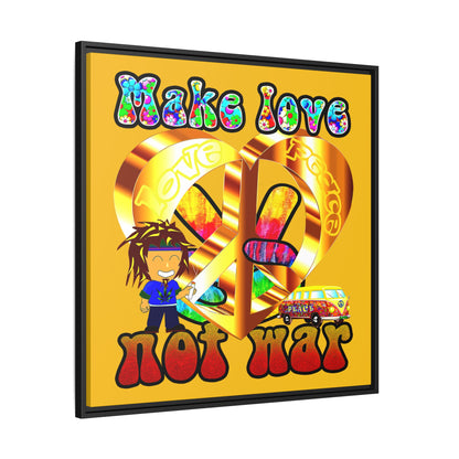 love peace - framed canvas art (yellow)