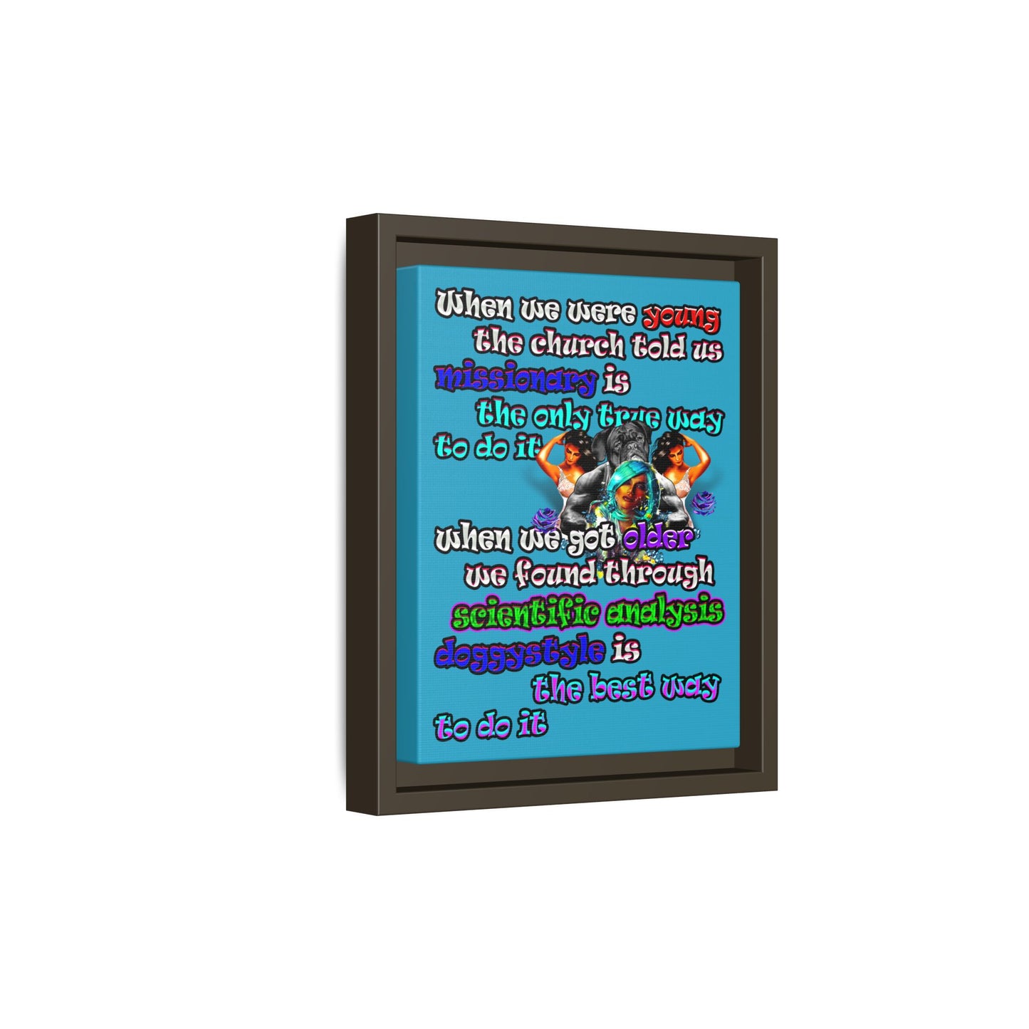 doggystyle - framed canvas art (turquoise)