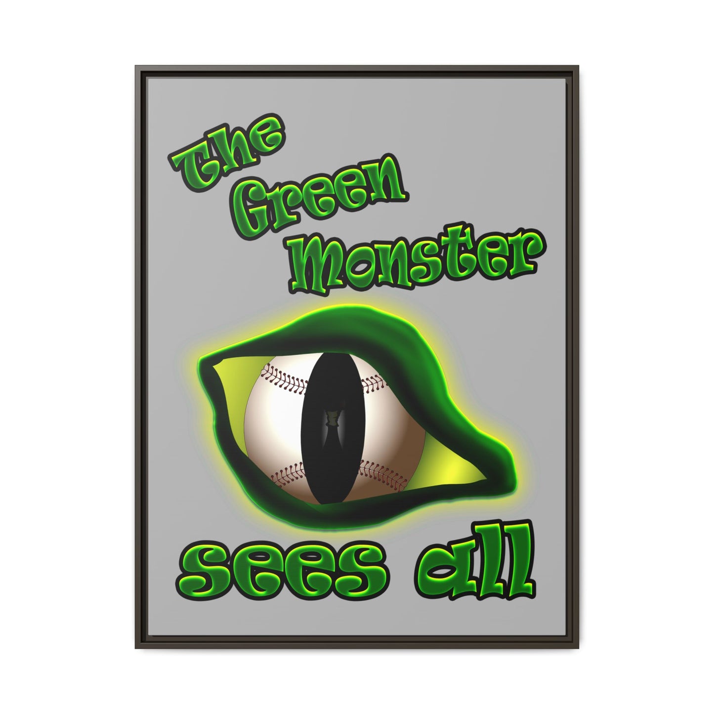 green monster - framed canvas art (light grey)