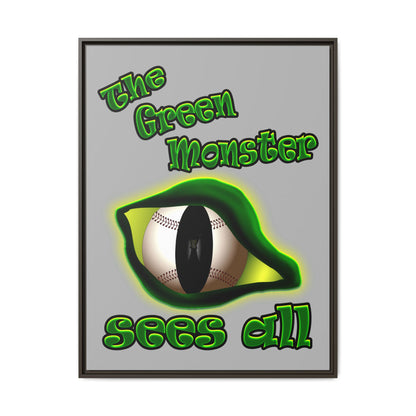 green monster - framed canvas art (light grey)