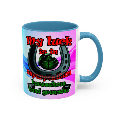 my luck - Accent Mug (light blue-pink wave)