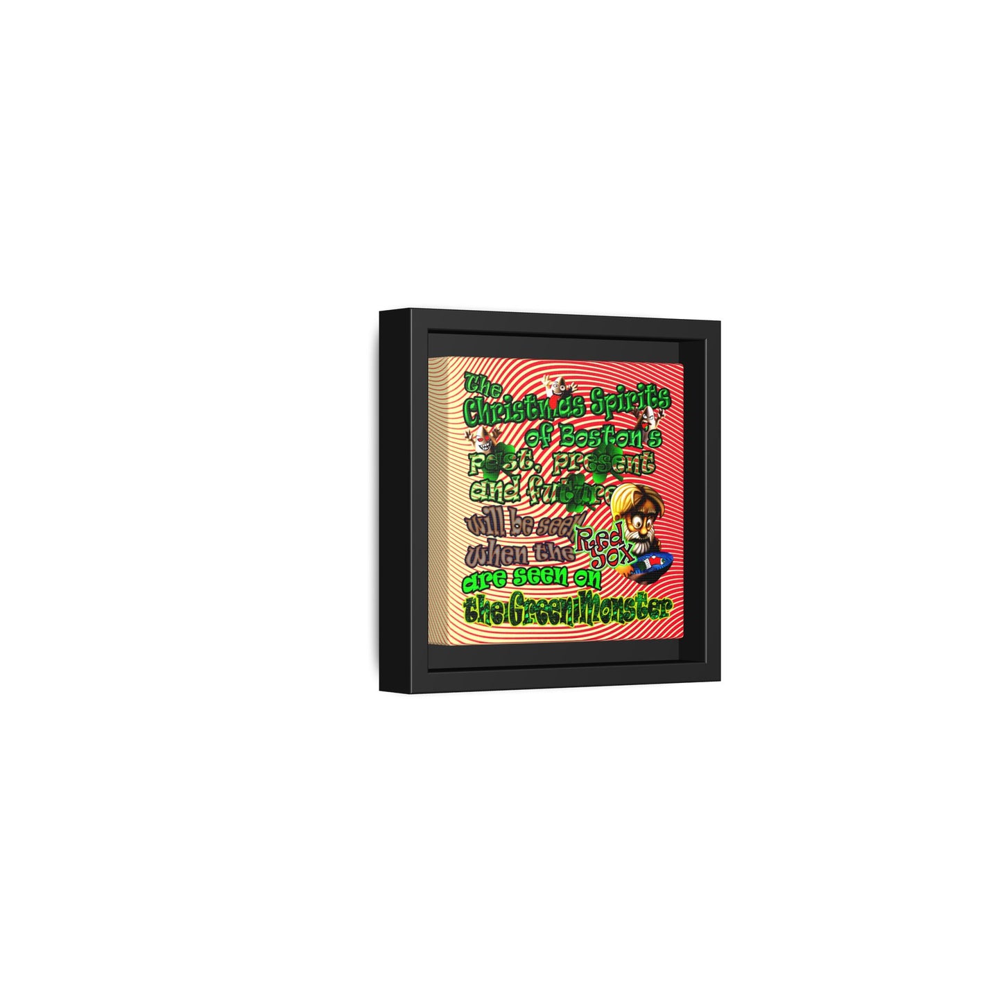 christmas spirits of boston - framed canvas art (yellow-orange wave)