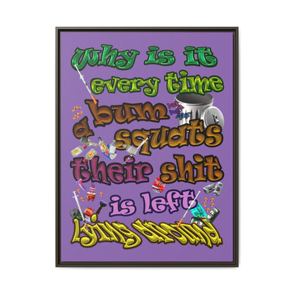 the bum's shit - framed canvas art (light purple)