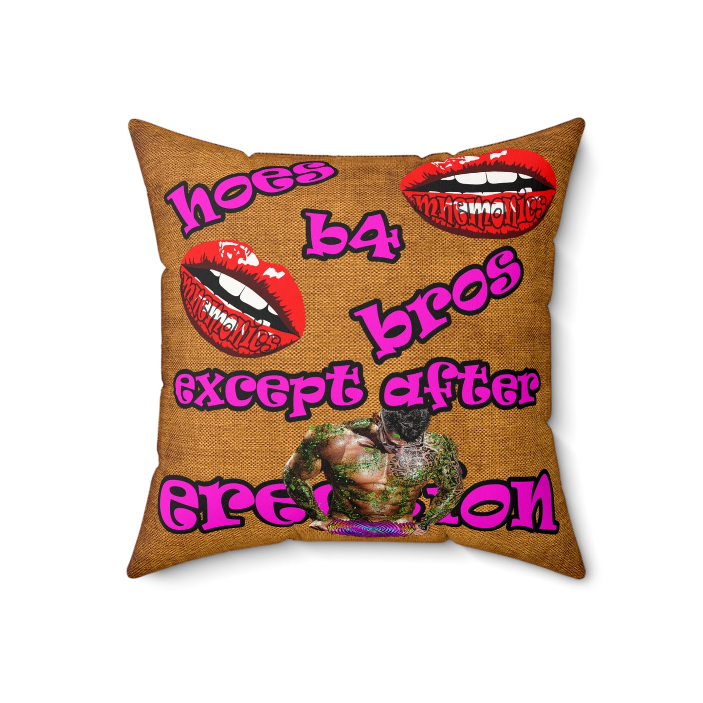 hoes b4 bros - Faux Suede Square Pillow - (dichromatic brown papyrus)