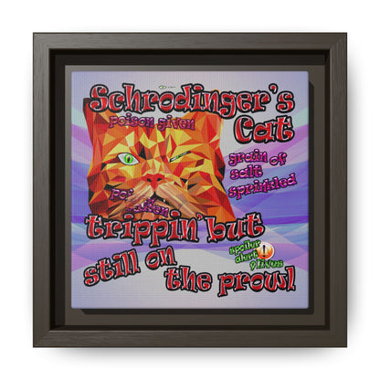 schrodinger's cat - framed canvas art (light blue-pink wave)
