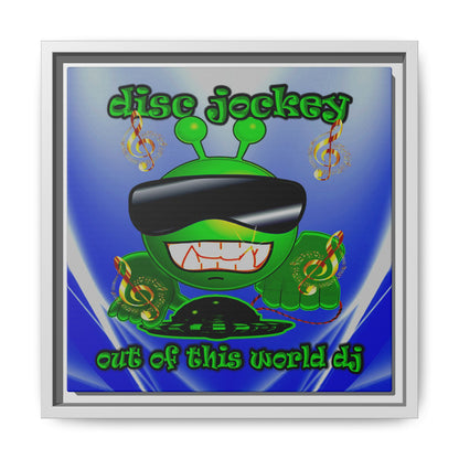 disc jockey - framed canvas art (blue-white wave)