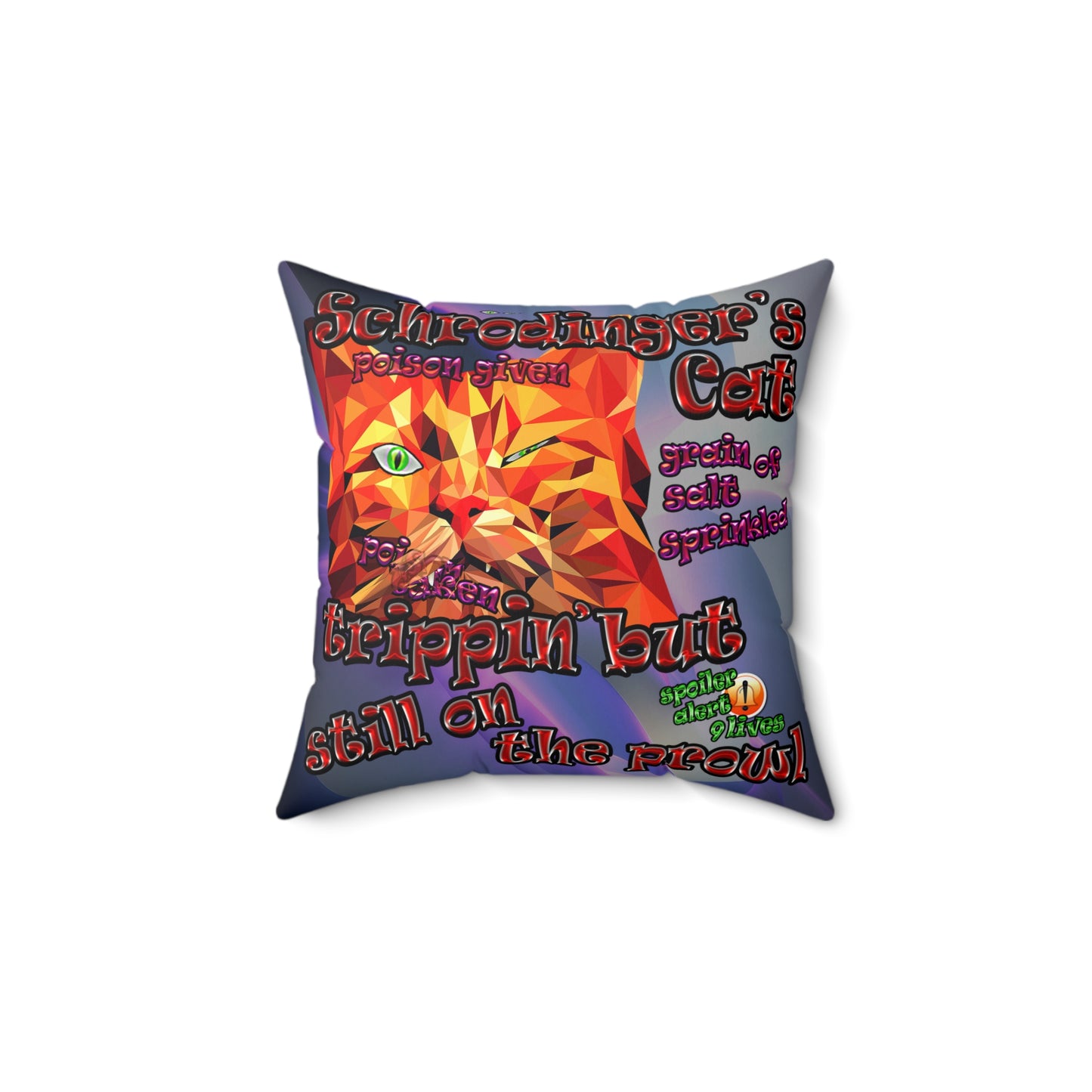 schrodinger's cat - Spun Polyester Square Pillow - (grey-pink wave)