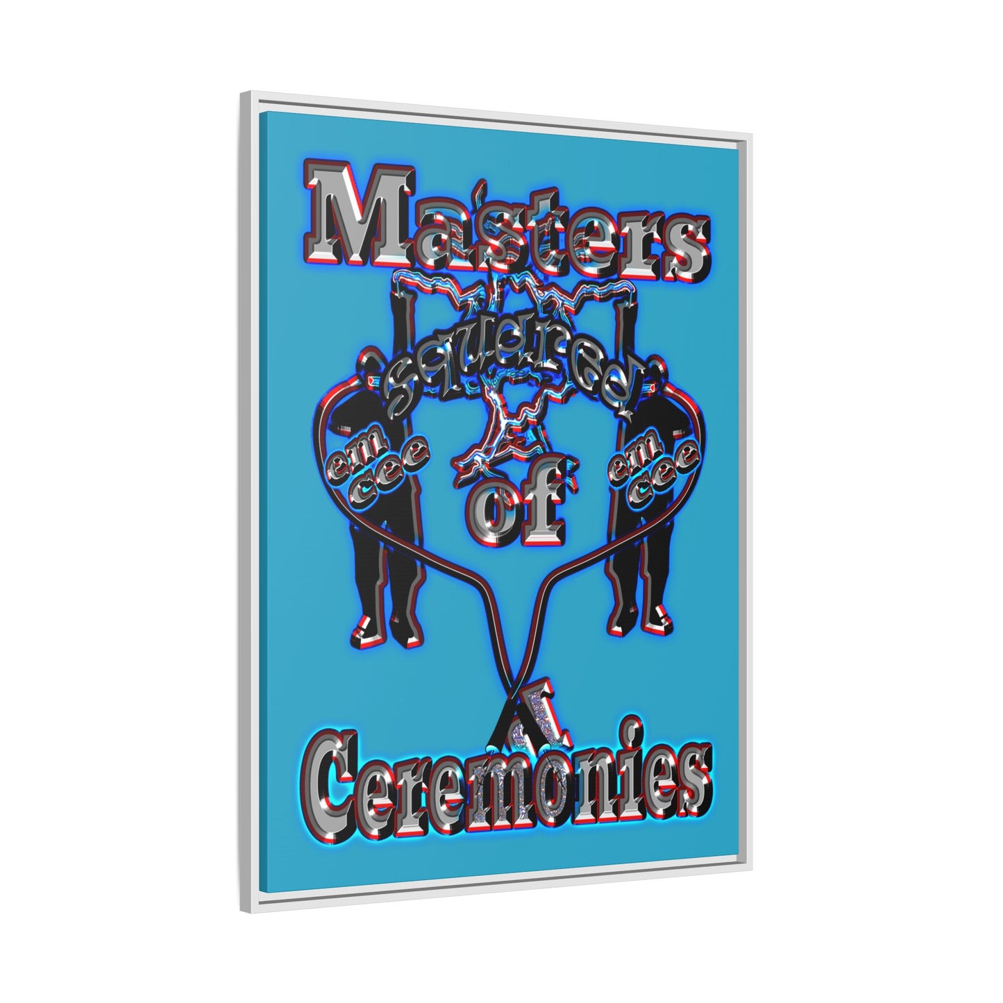 em cee squared - framed canvas art (turquoise)