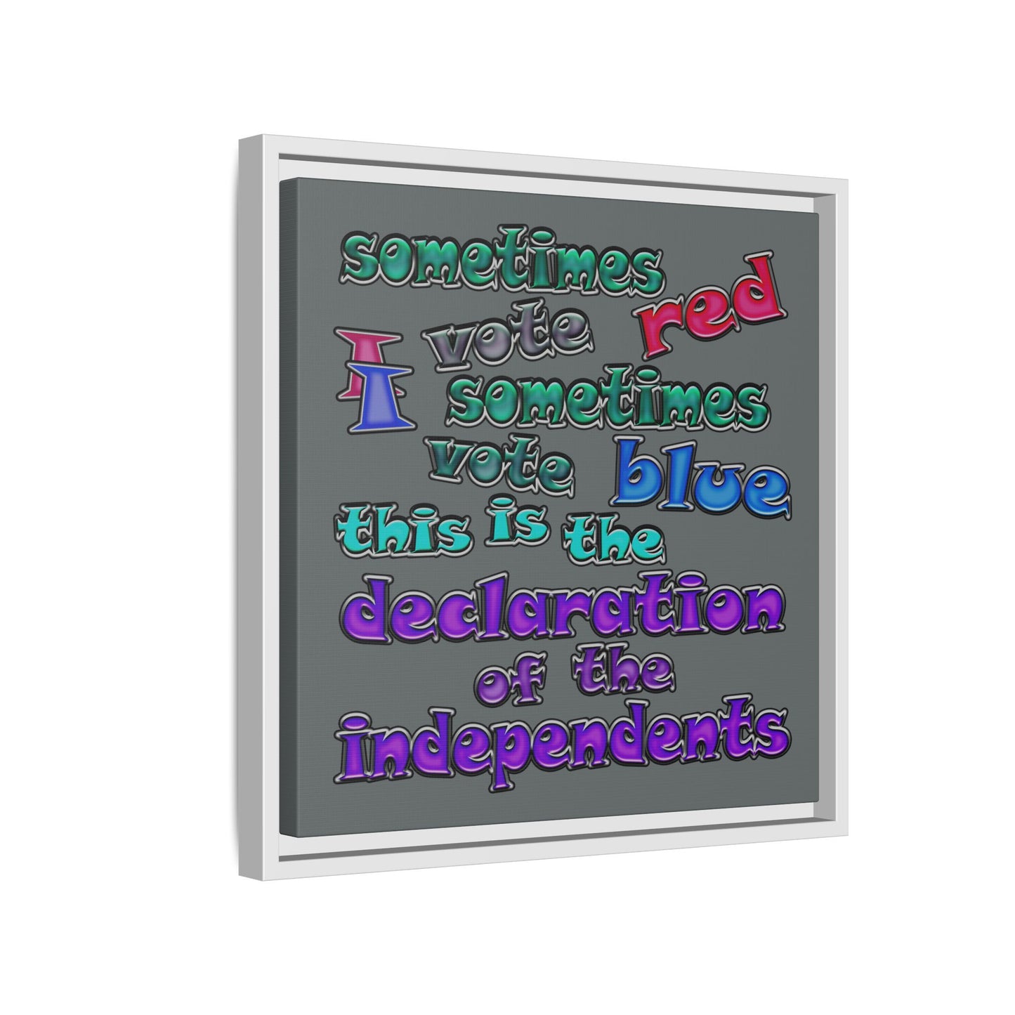 declaration of the independents - framed canvas art (dark grey)