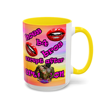 hoes b4 bros - Accent Mug (color blur)