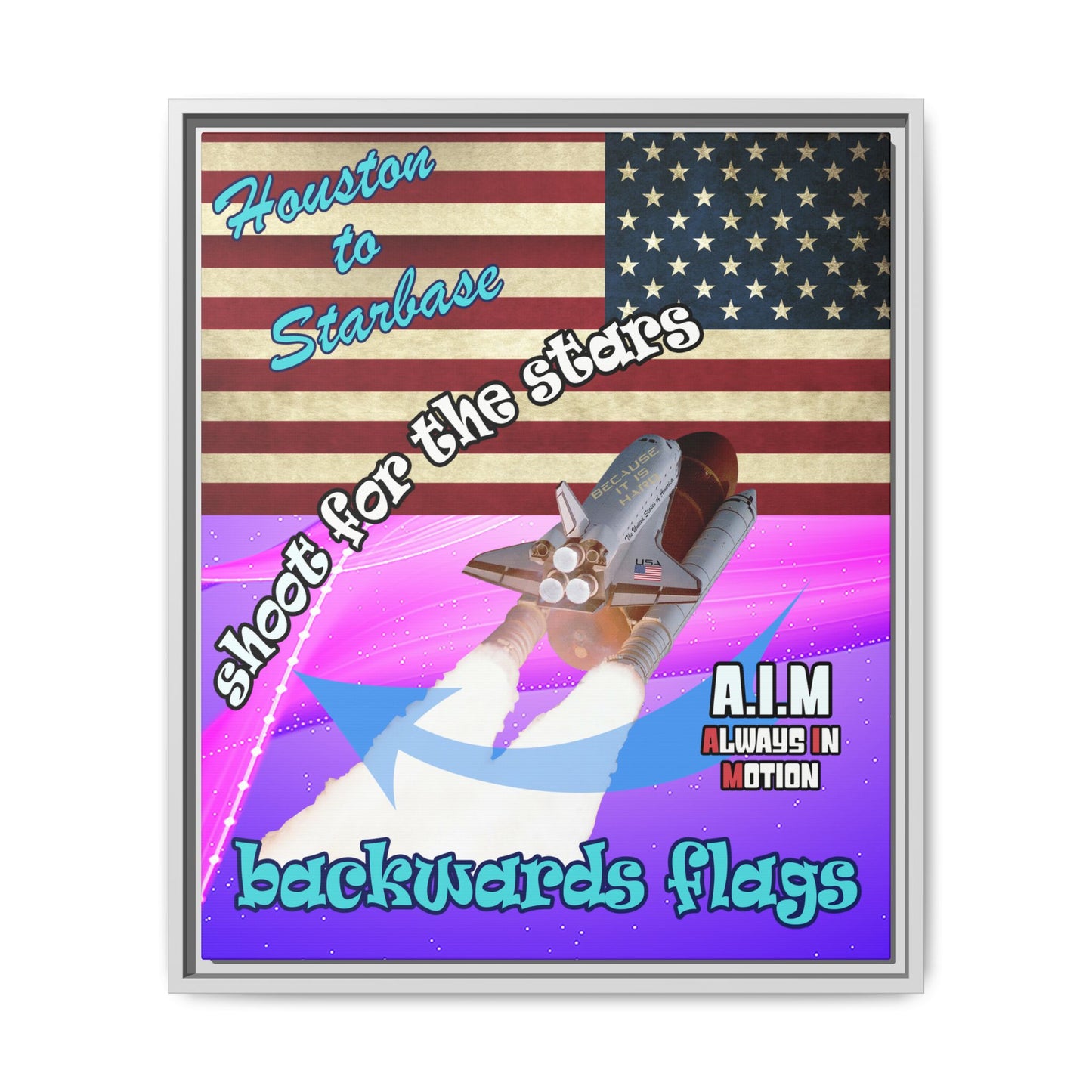 shoot for the stars - framed canvas art (purple-pink wave)