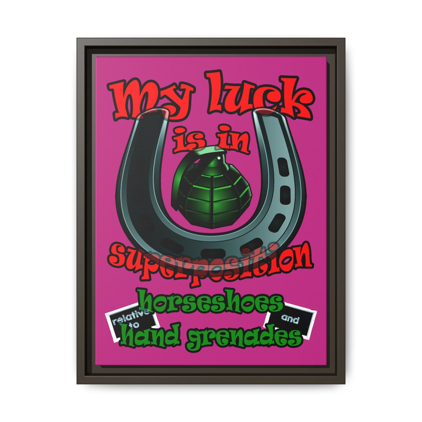 my luck - framed canvas art (pink)