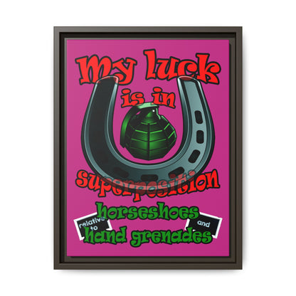 my luck - framed canvas art (pink)