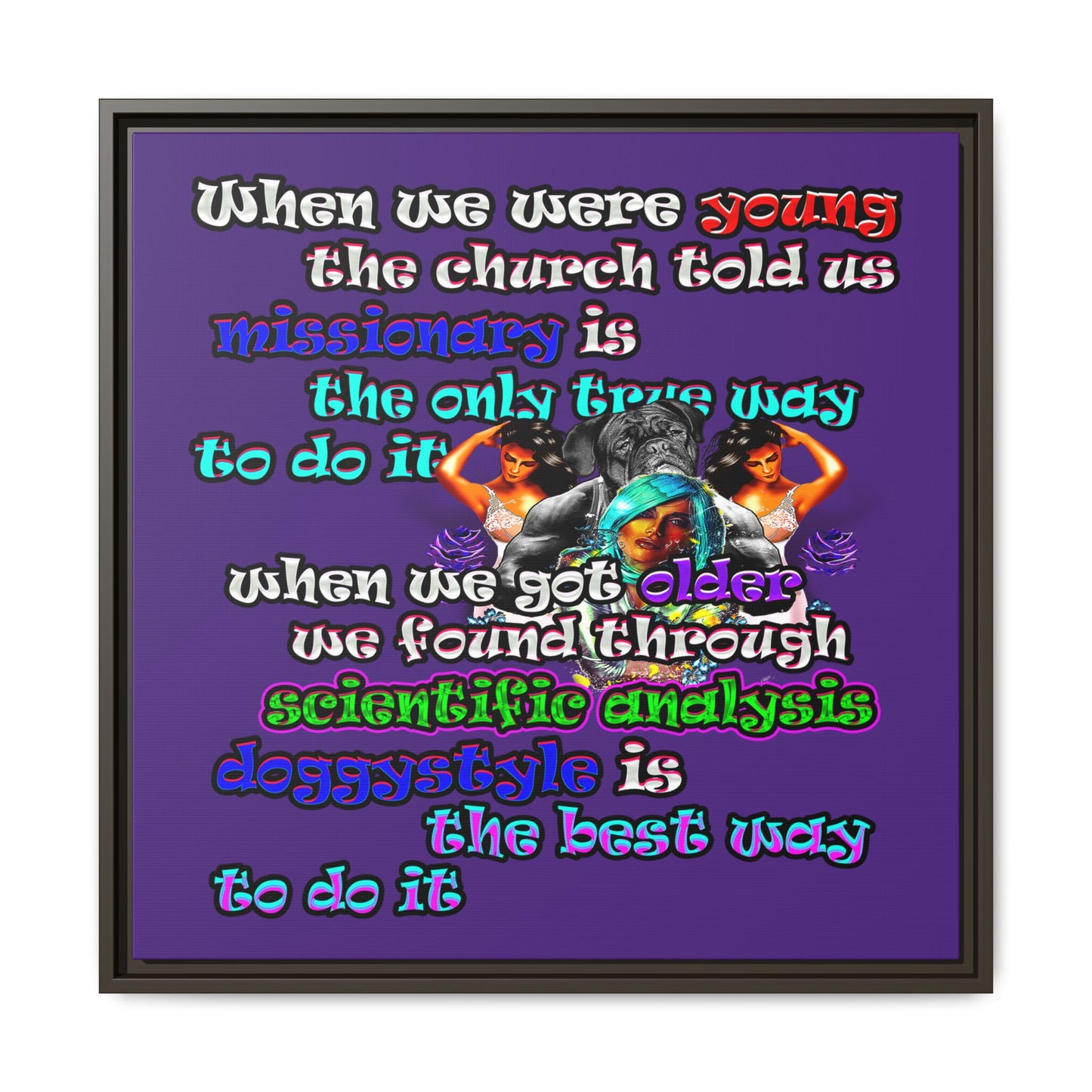 doggystyle - framed canvas art (purple)