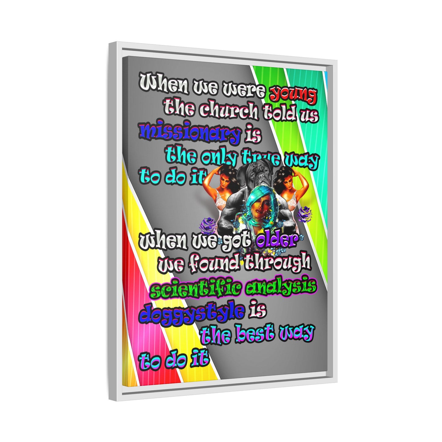 doggystyle - framed canvas art (rainbow split)