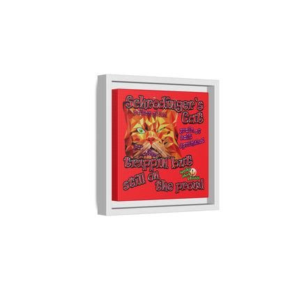 schrodinger's cat - framed canvas art (red)