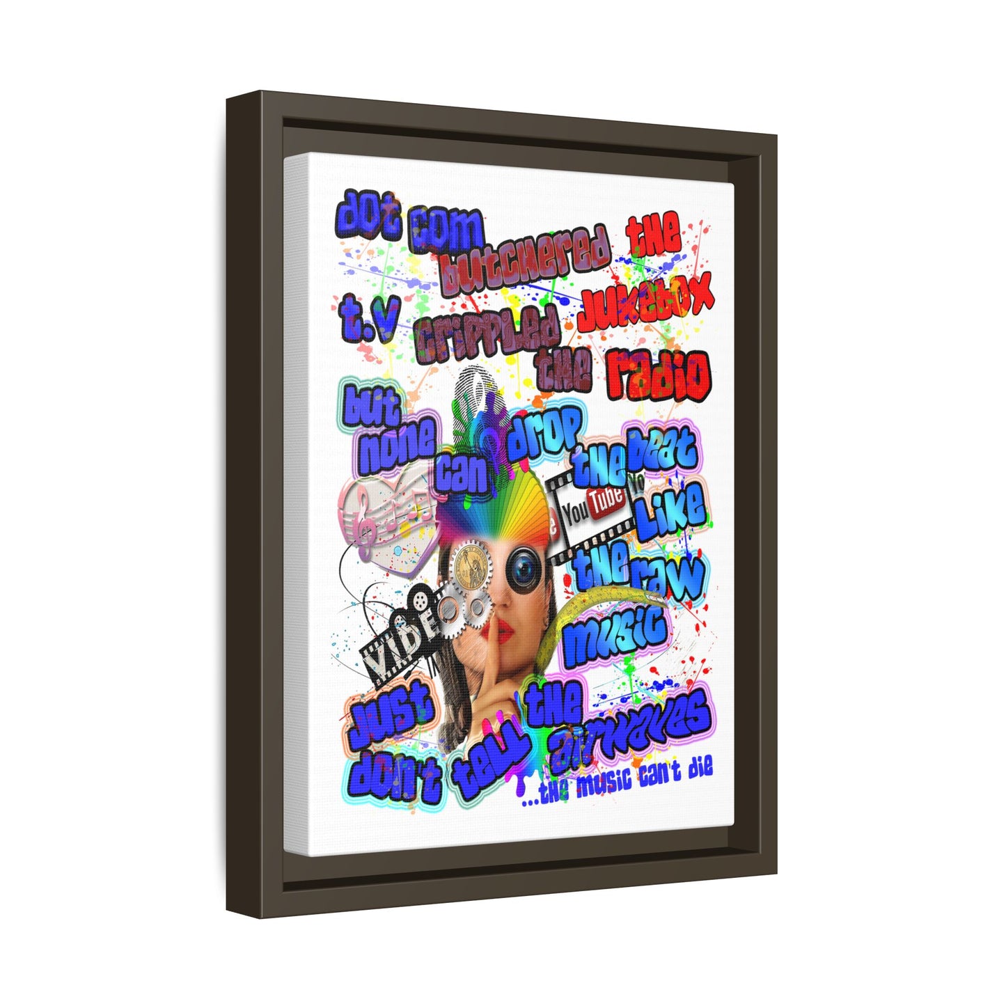 drop the beat - framed canvas art (white)