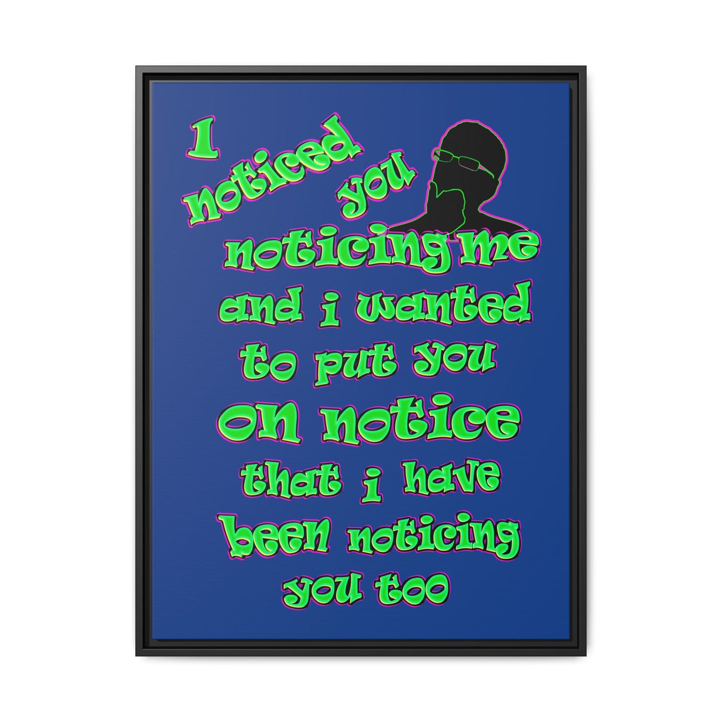 noticed you noticing - framed canvas art (dark blue)