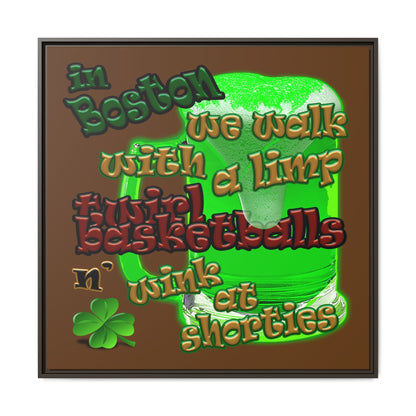 celtics logo - framed canvas art (brown)