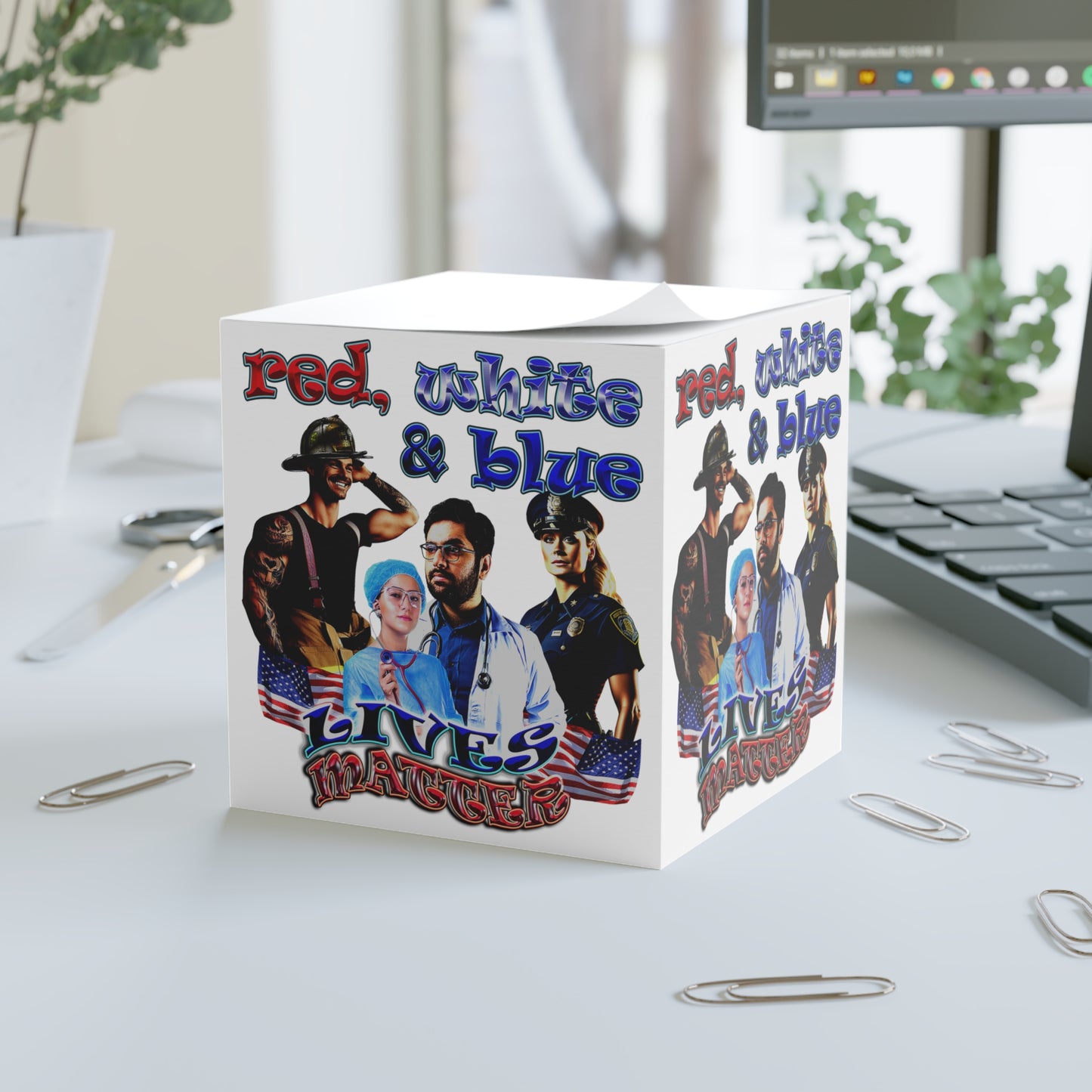 rw&b lives matter - note cube (white)