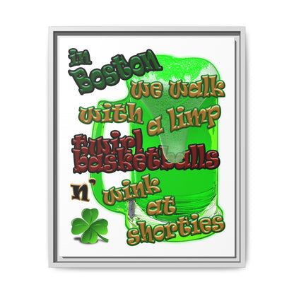 celtics logo - framed canvas art (white)