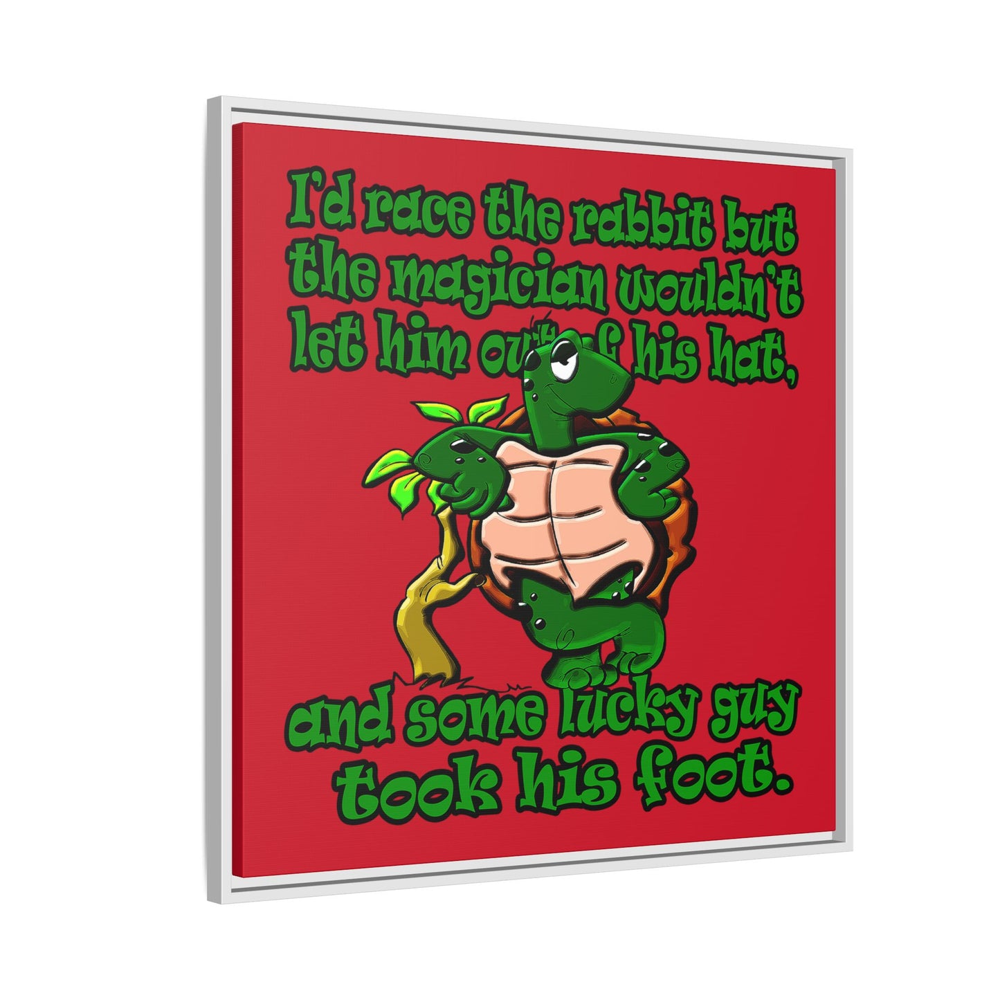 turtle race - framed canvas art (dark red)