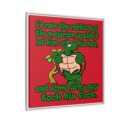 turtle race - framed canvas art (dark red)