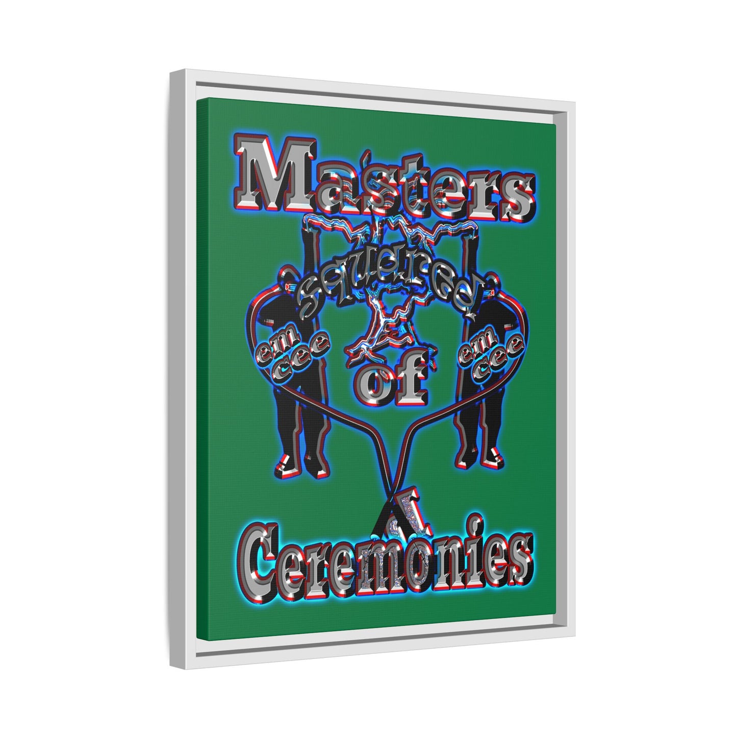 em cee squared - framed canvas art (dark green)
