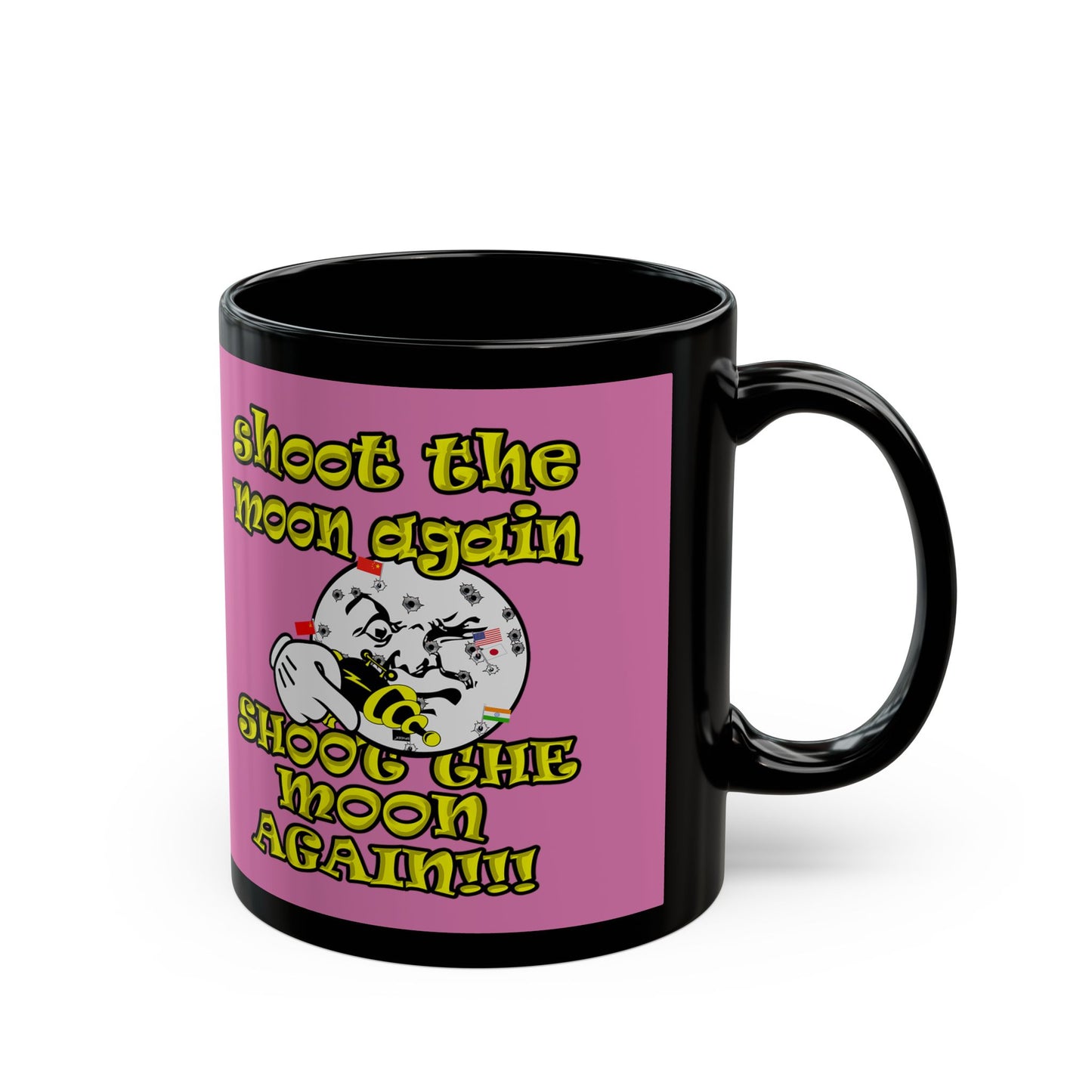 shoot the moon again - Black Mug (light pink)
