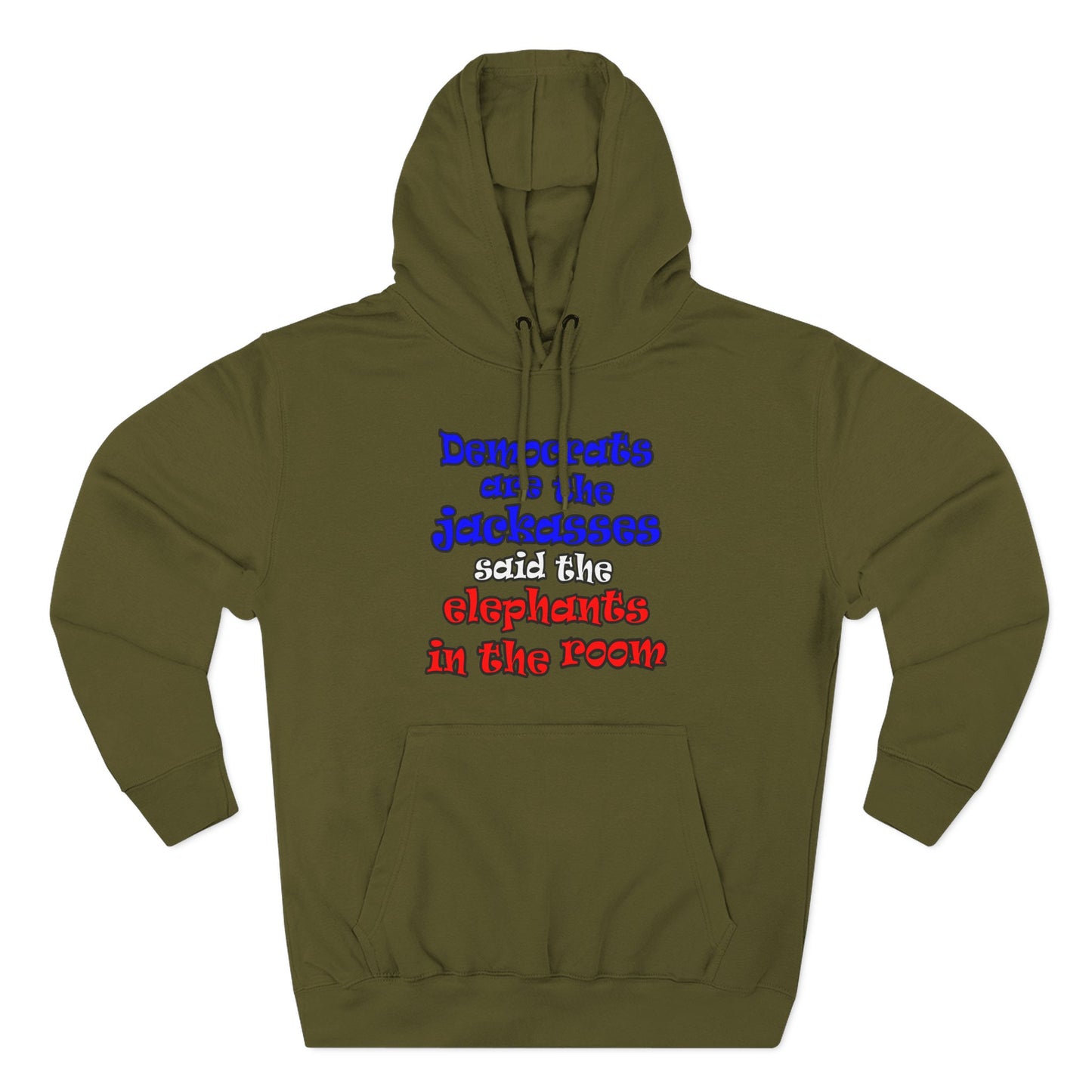 donkeys and elephants - Three-Panel Fleece Hoodie