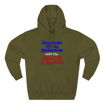 donkeys and elephants - Three-Panel Fleece Hoodie