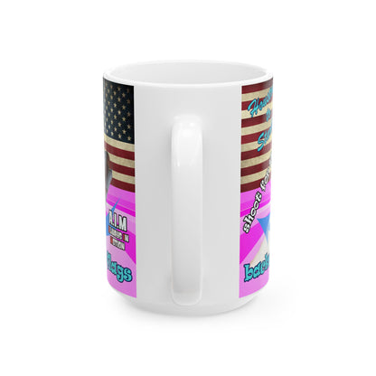 shoot for the stars - White Mug (light blue-pink wave)