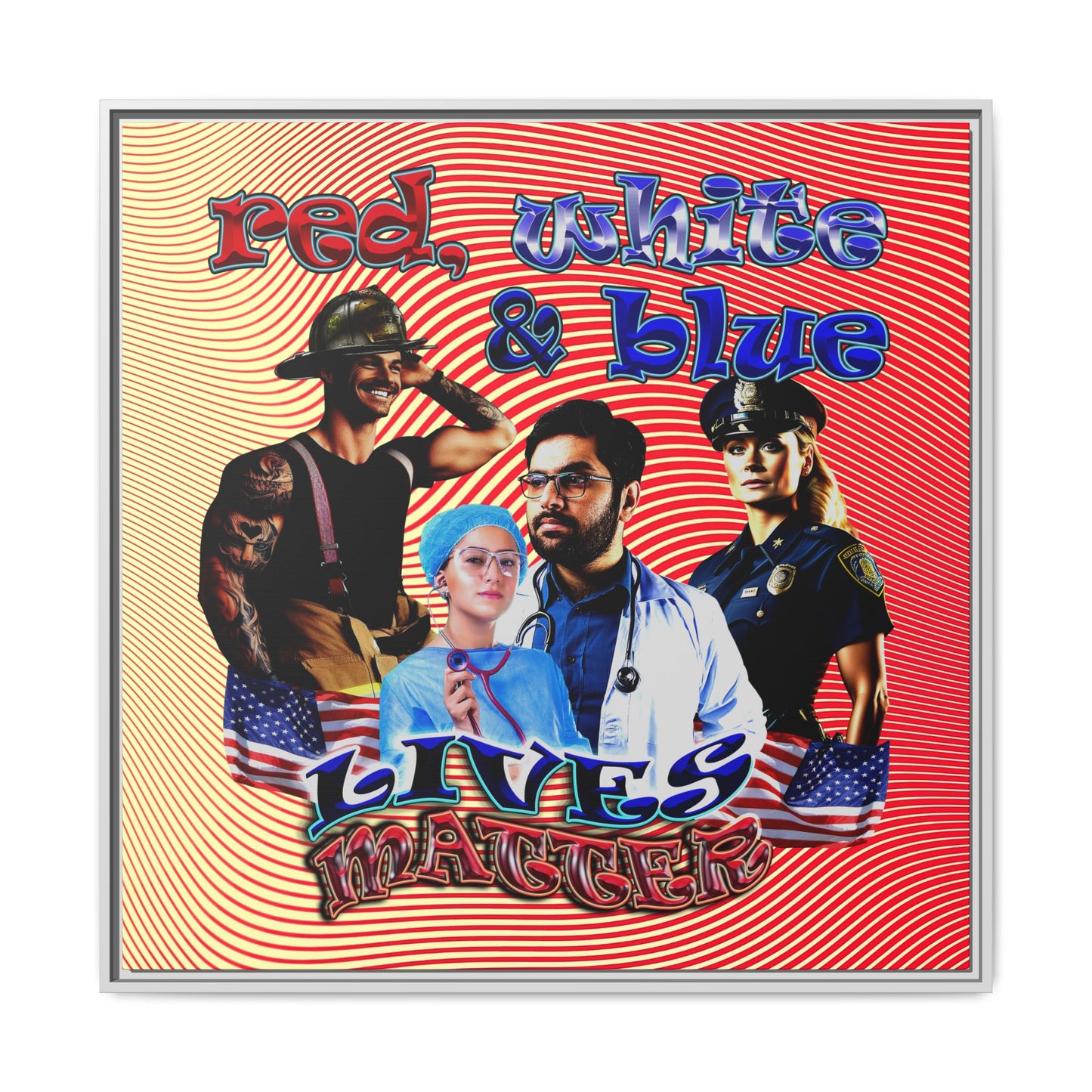 rw&b lives matter - framed canvas art (yellow-orange wave)