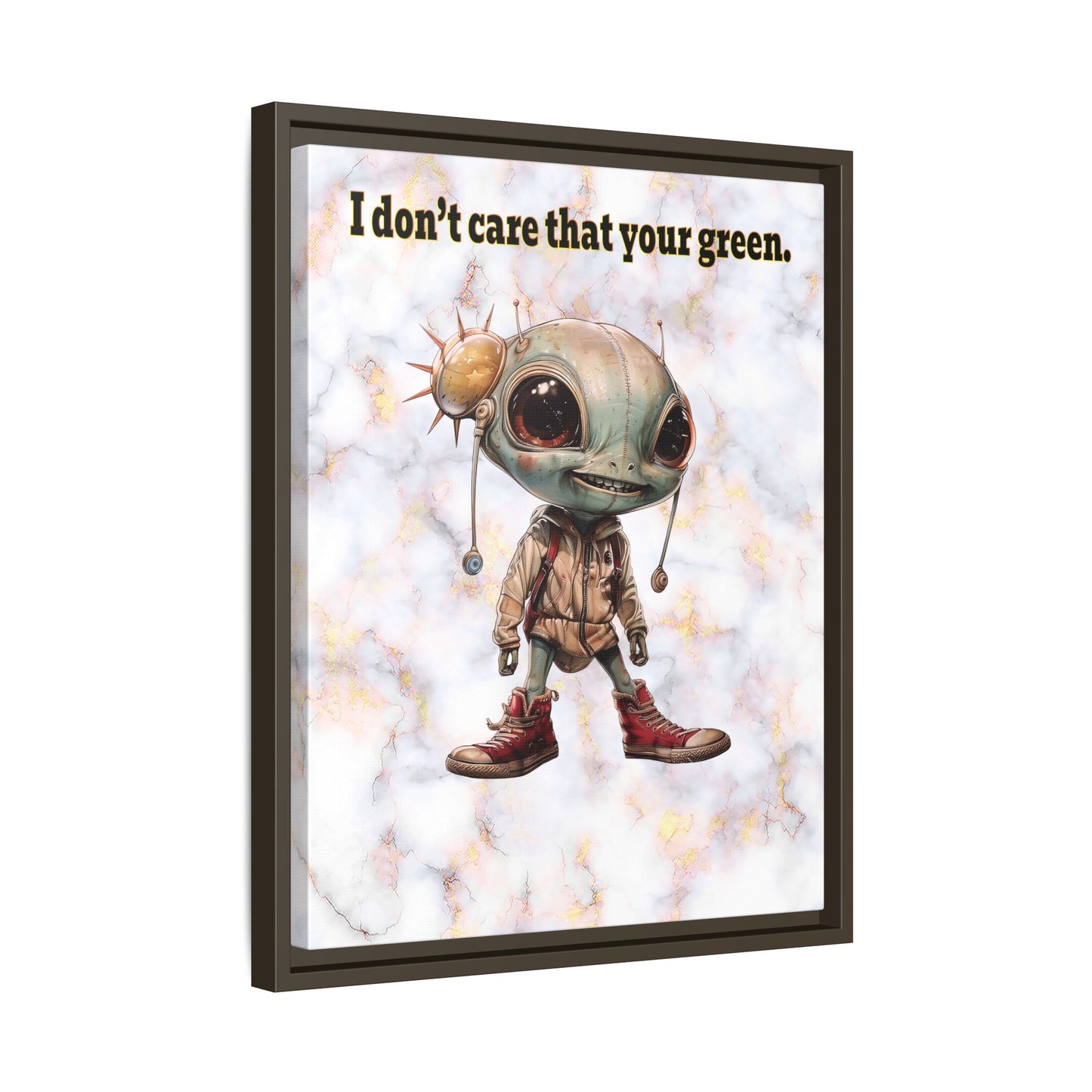 I don't care that your green - framed canvas art (white marble)