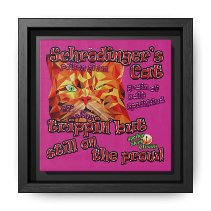 schrodinger's cat - framed canvas art (pink)