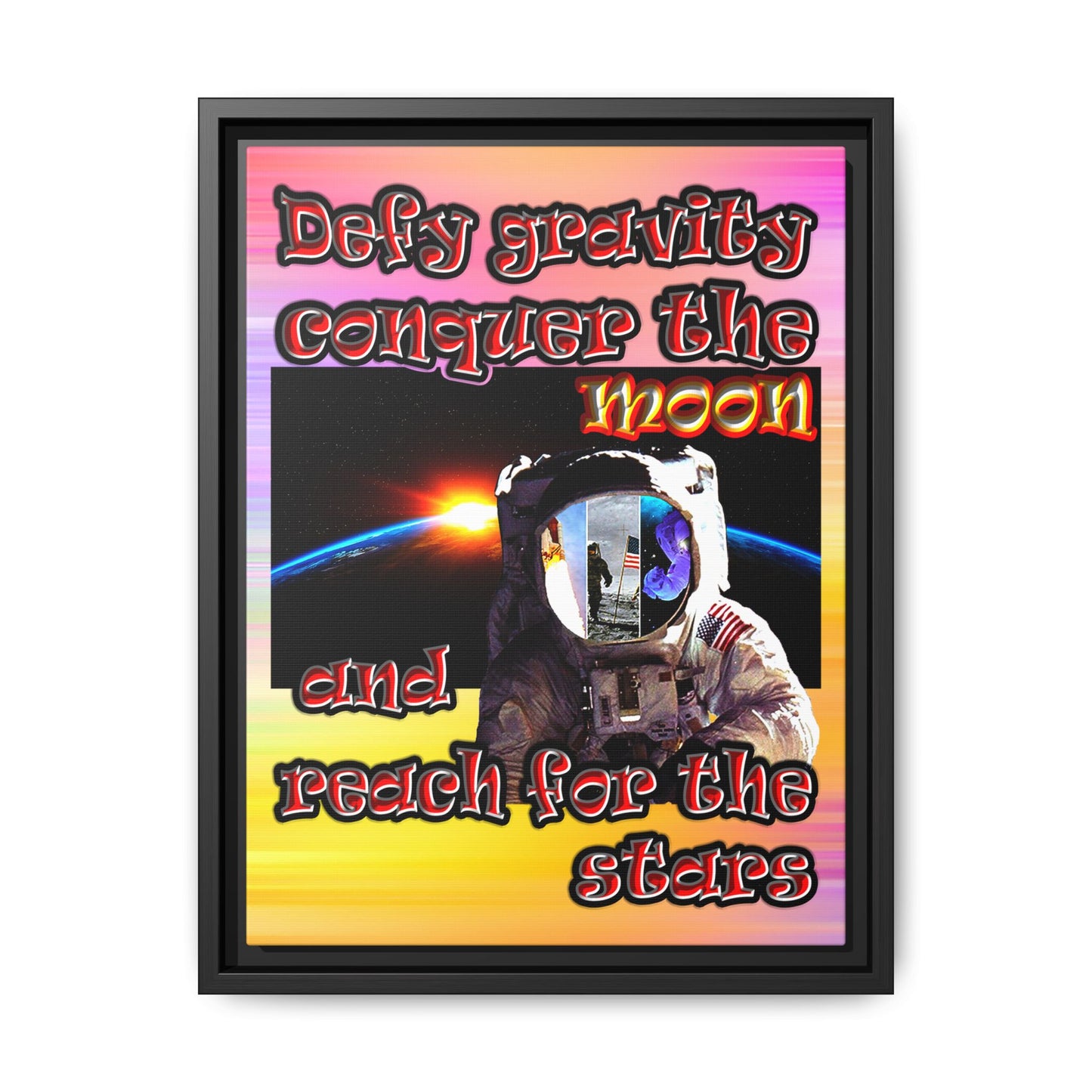defy conquer reach - framed canvas art (color blur)