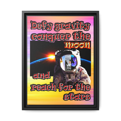 defy conquer reach - framed canvas art (color blur)