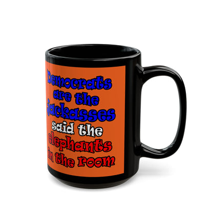 donkeys and elephants - Black Mug (orange)